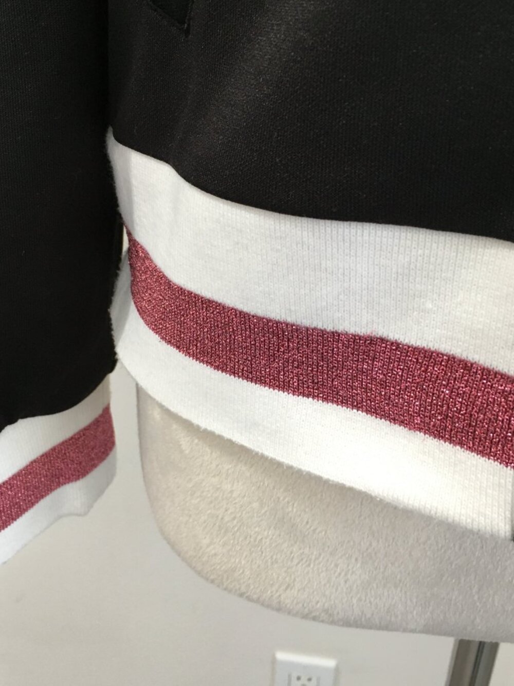 PUMA Black White Pink Glitter Cotton Trim Full Zip Long Sleeve Track Jacket - Picture 9 of 15